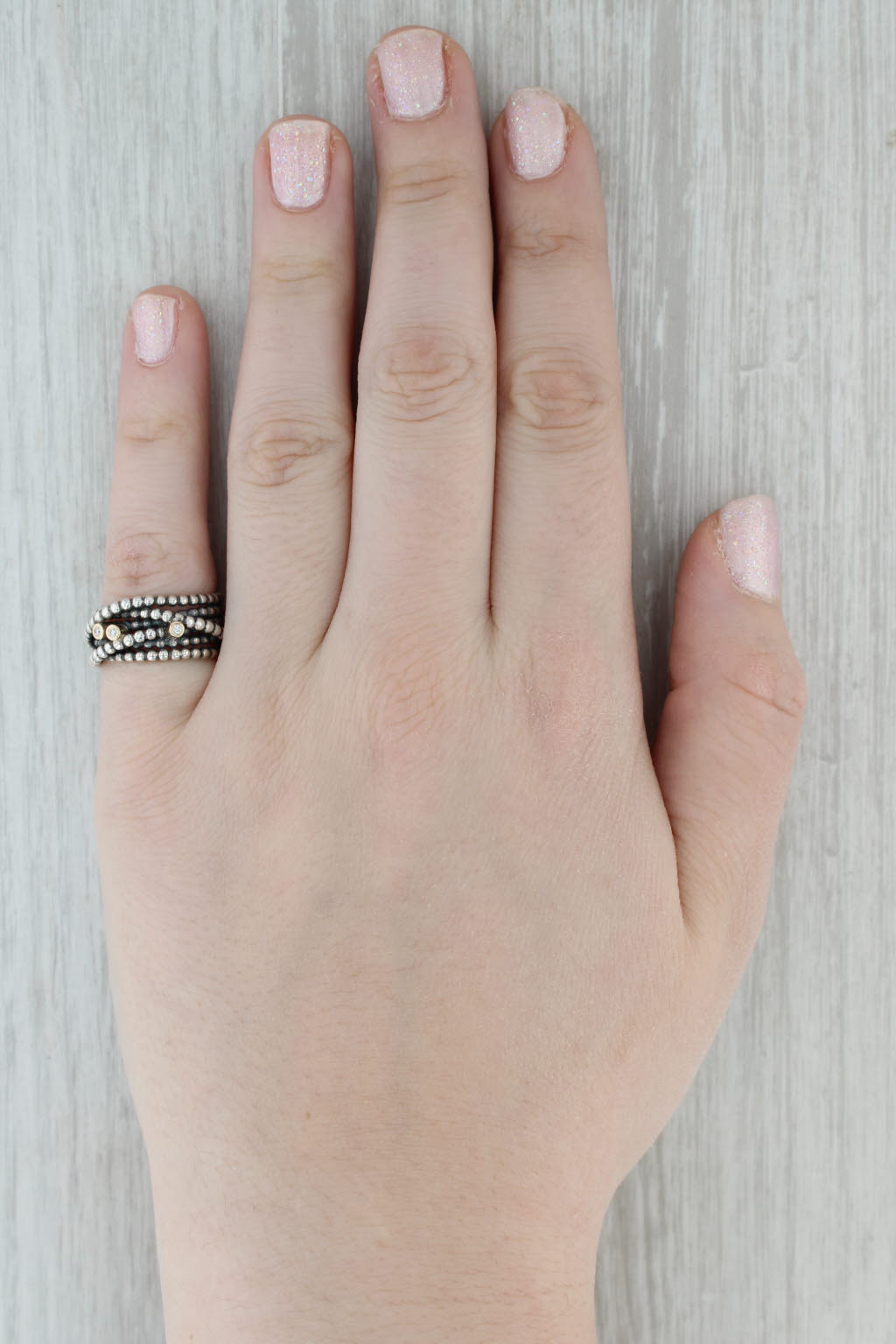 Gray Pandora Diamond Entangled Beauty Ring 190242D Sterling Silver 14k Gold Size 5