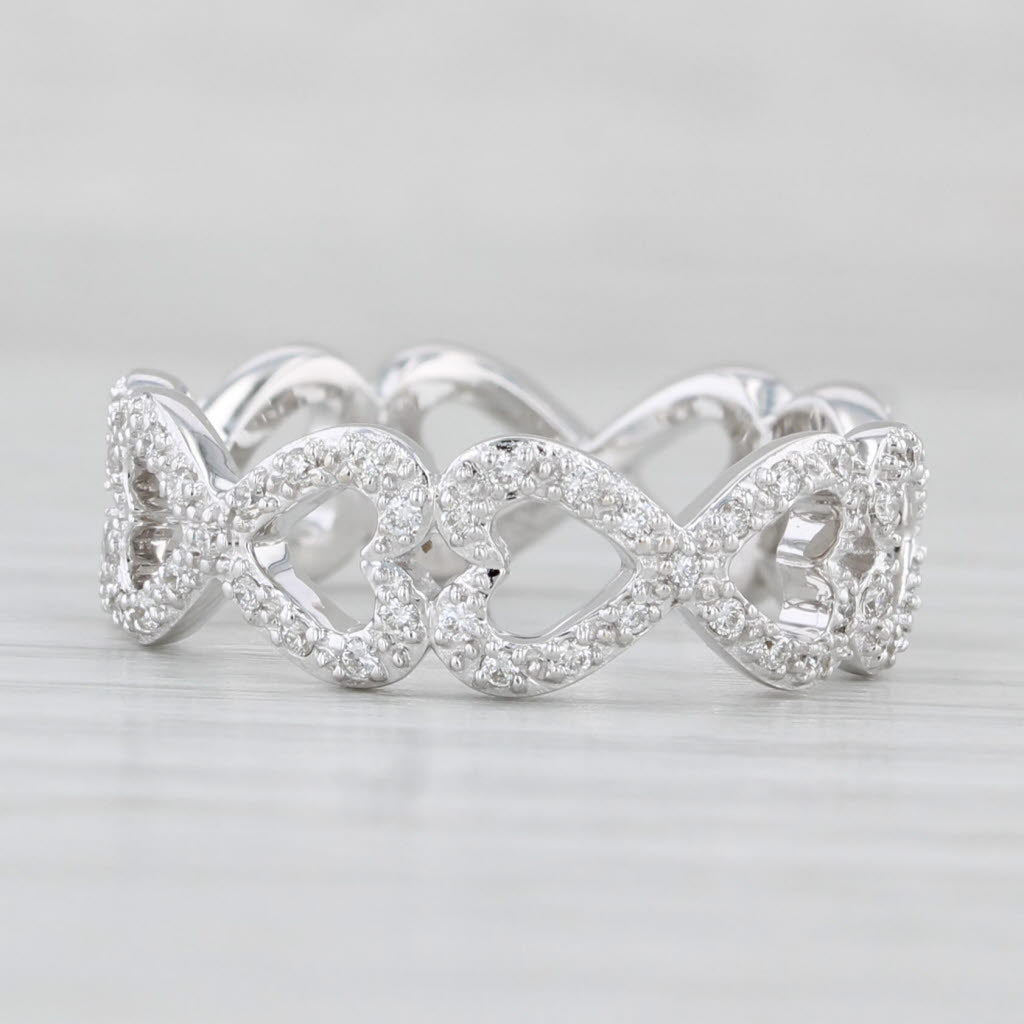 Light Gray New 0.40ctw Diamond Infinity Hearts Eternity Ring 18k White Gold Size 6 Spark