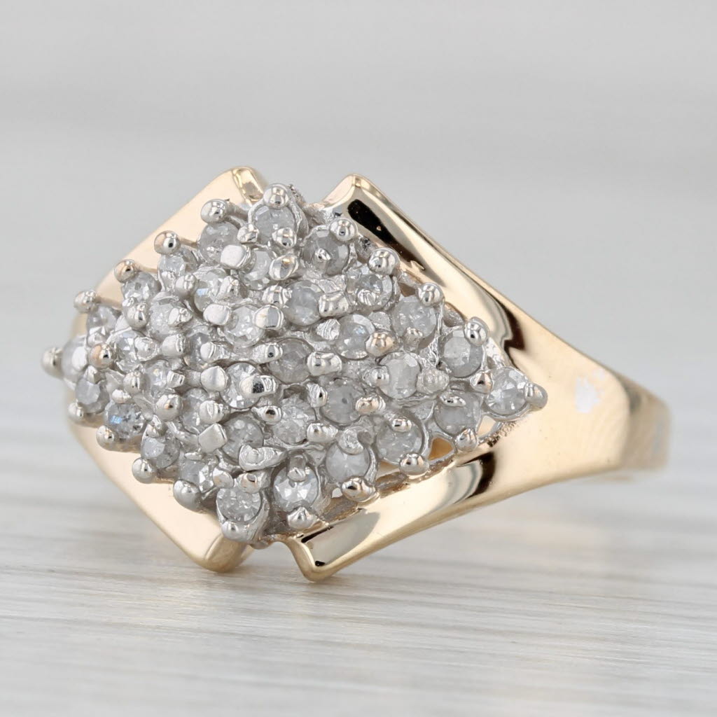 Gray 0.35ctw Diamond Cluster Ring 10k Yellow White Gold Size 7