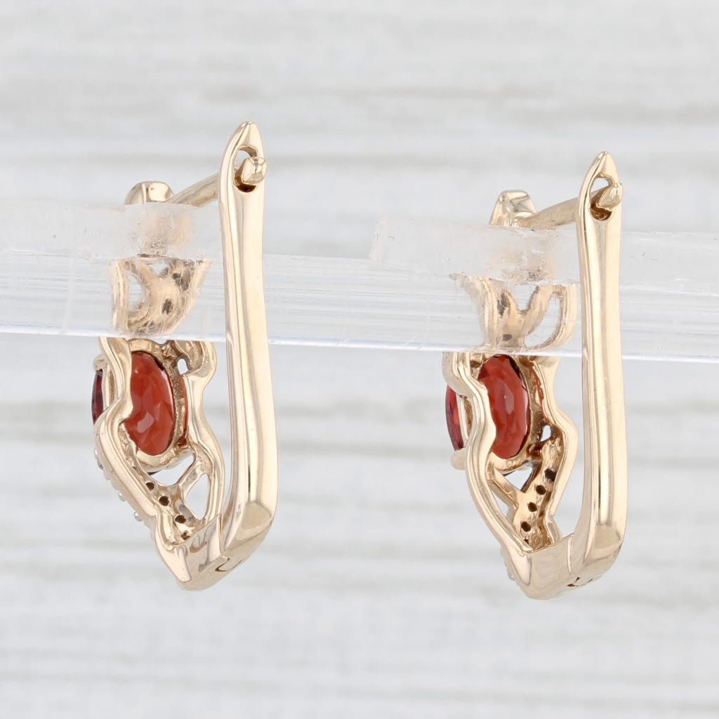 Light Gray 1.38ctw Garnet Diamond Earrings 10k Yellow Gold Lever Back Drops