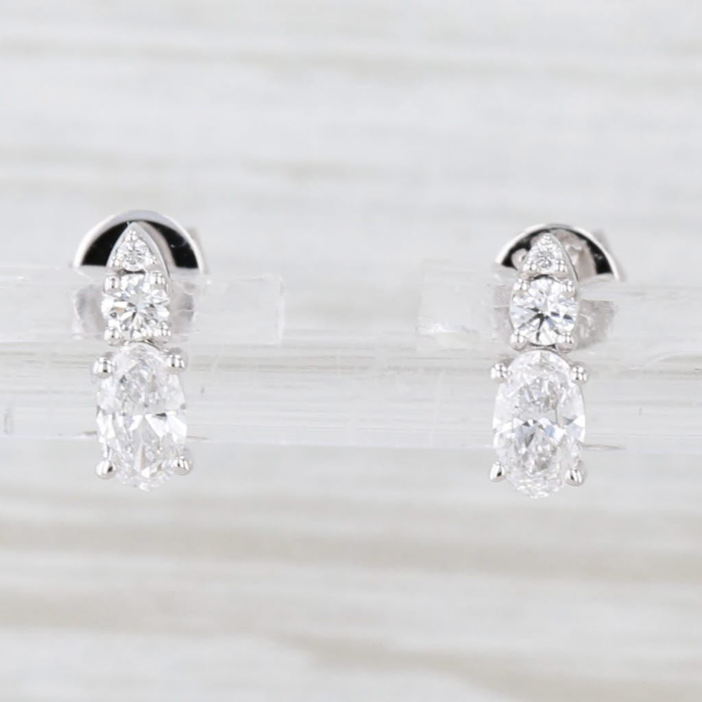 Light Gray New 0.48ctw Lab Grown Diamond Stud Earrings 14k White Gold Small Studs