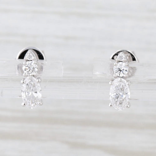 Light Gray New 0.48ctw Lab Grown Diamond Stud Earrings 14k White Gold Small Studs