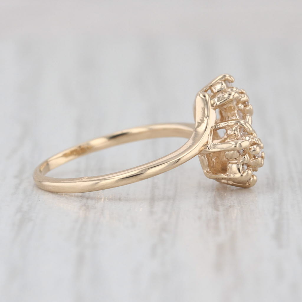 0.18ctw Diamond Flower Cluster Bypass Ring 14k Yellow Gold Size 4.75