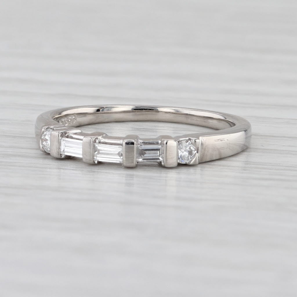 0.26ctw Baguette Diamond Wedding Band 950 Platinum Sz 6.5 Stackable Anniversary