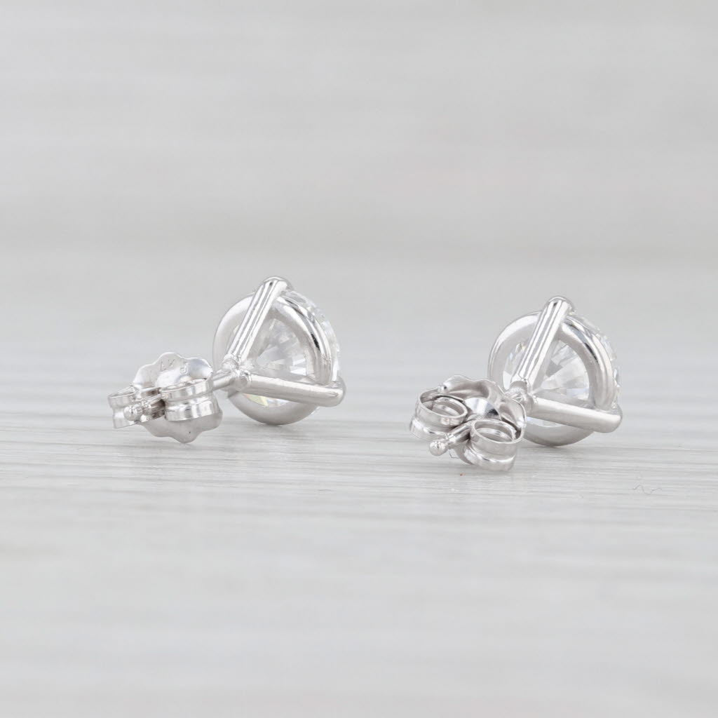 New 2.04ctw Lab Grown Round Diamond Stud Earrings 14k Gold IGI VS2 D-E Studs