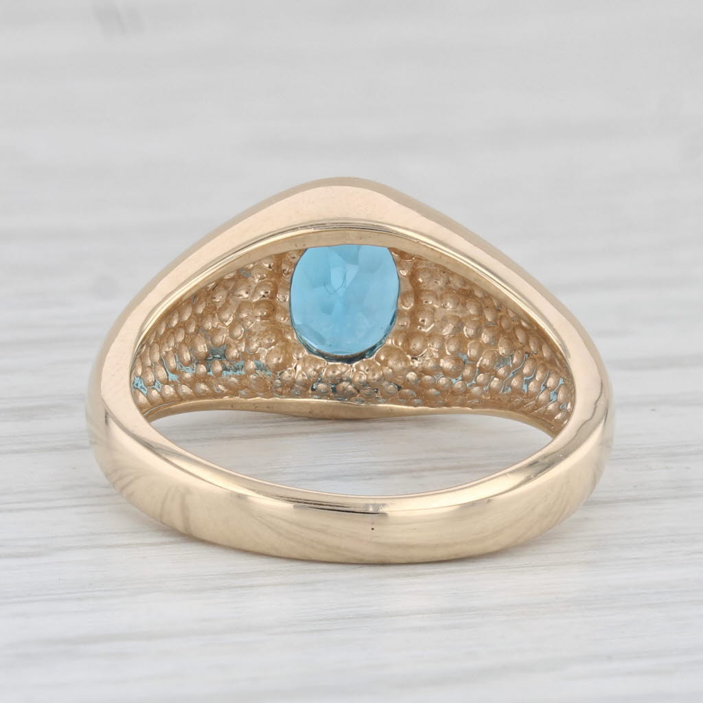 Light Gray 1.60ct Blue Topaz Oval Solitaire Ring 14k Yellow Gold Size 7.5