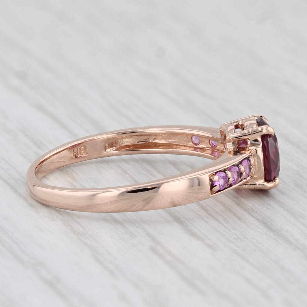 Light Gray 1.56ctw Round Pink Rhodolite Garnet Sapphire Ring 14k Rose Gold Size 7.5