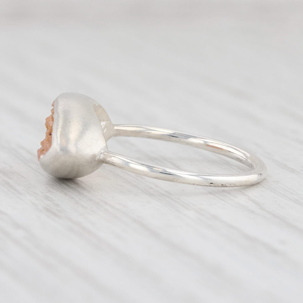 New Nina Wynn Ring Tan Sand Druzy Quartz Sterling Silver Size 7 Statement