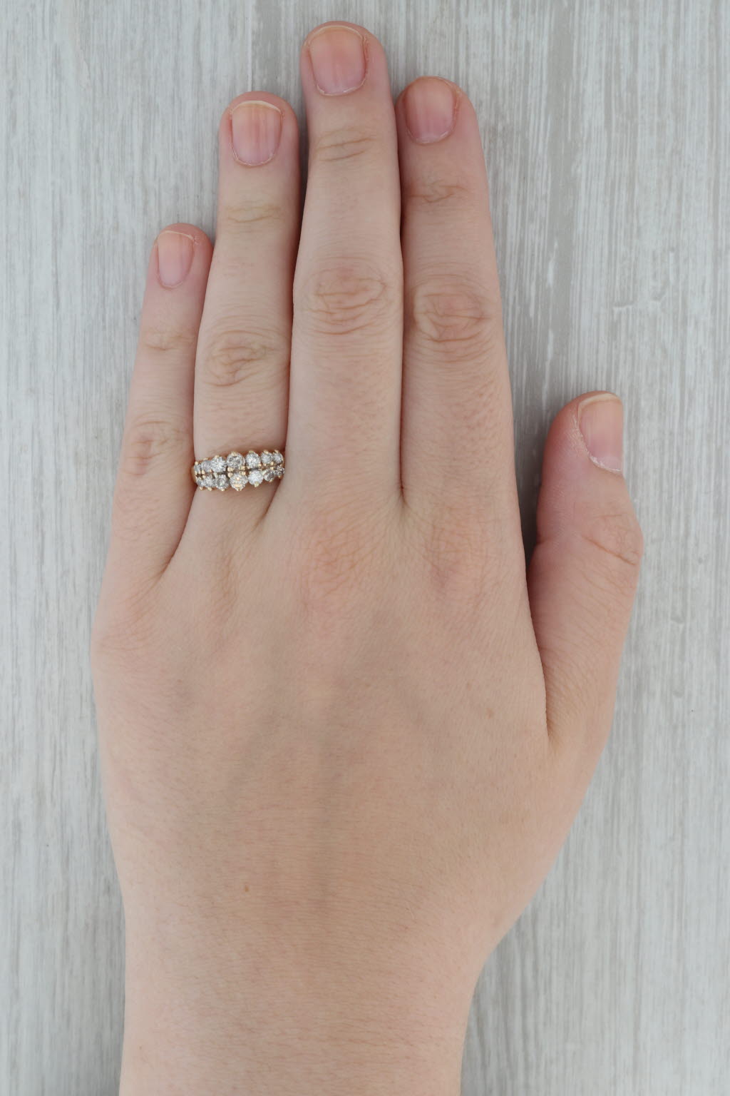 Dark Gray 0.90ctw Diamond Tiered Pyramid Ring 10k Yellow Gold Stackable Anniversary