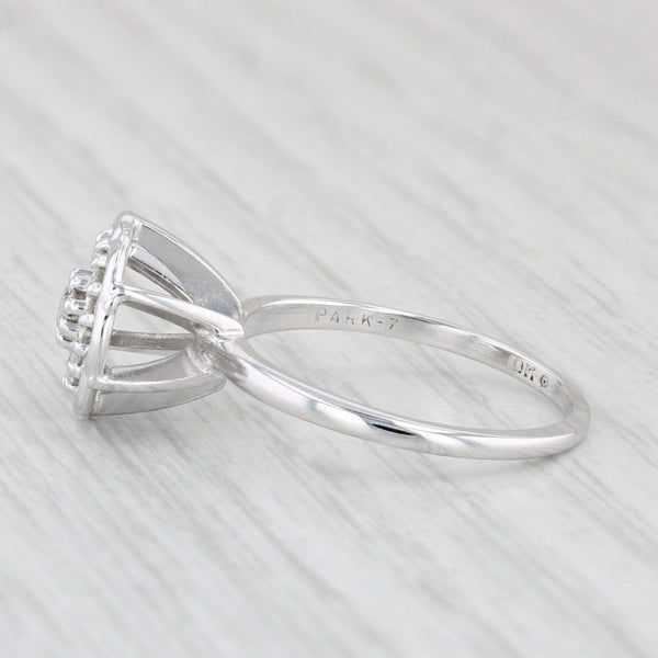 0.44ctw Diamond Cluster Ring 10k White Gold Vintage Engagement Size 7.5