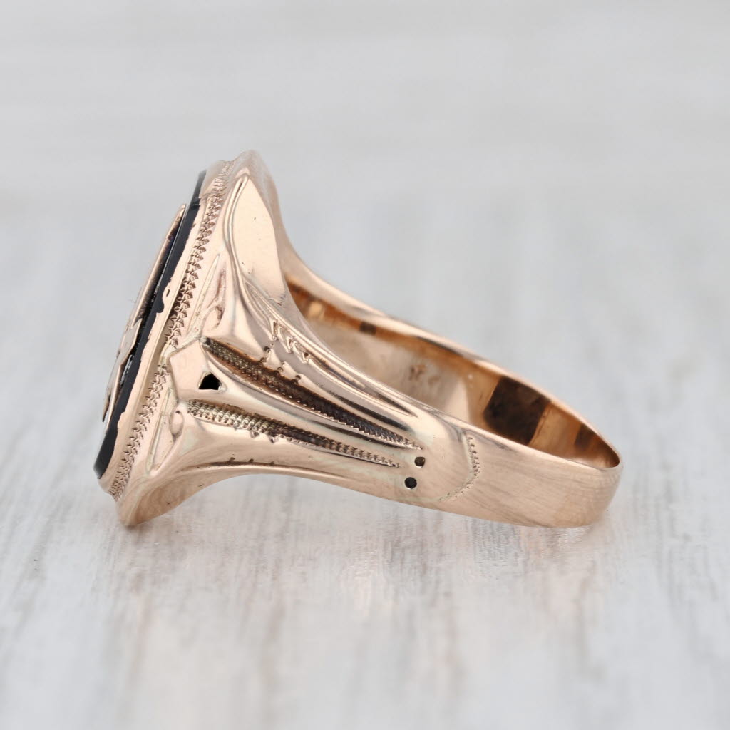 Onyx Masonic Signet Ring 10k Yellow Gold Size 11 Blue Lodge Square Compass