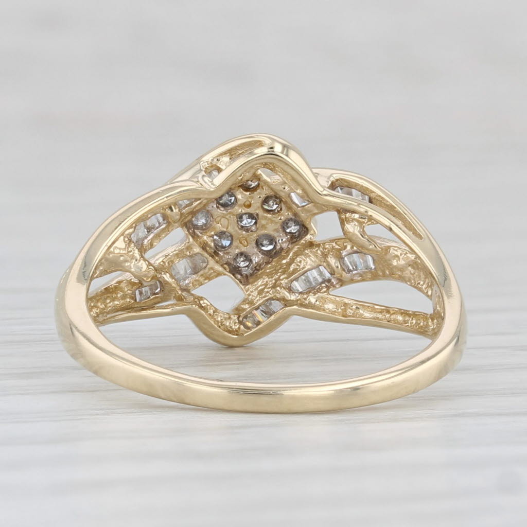 Light Gray 0.25ctw Diamond Cluster Ring 10k Yellow Gold Size 7 Bypass