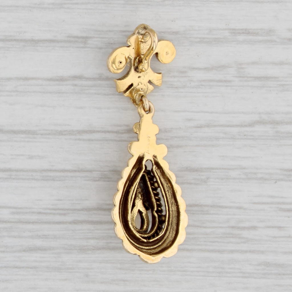 Light Gray Vintage Opal Pearl Teardrop Pendant 14k Yellow Gold