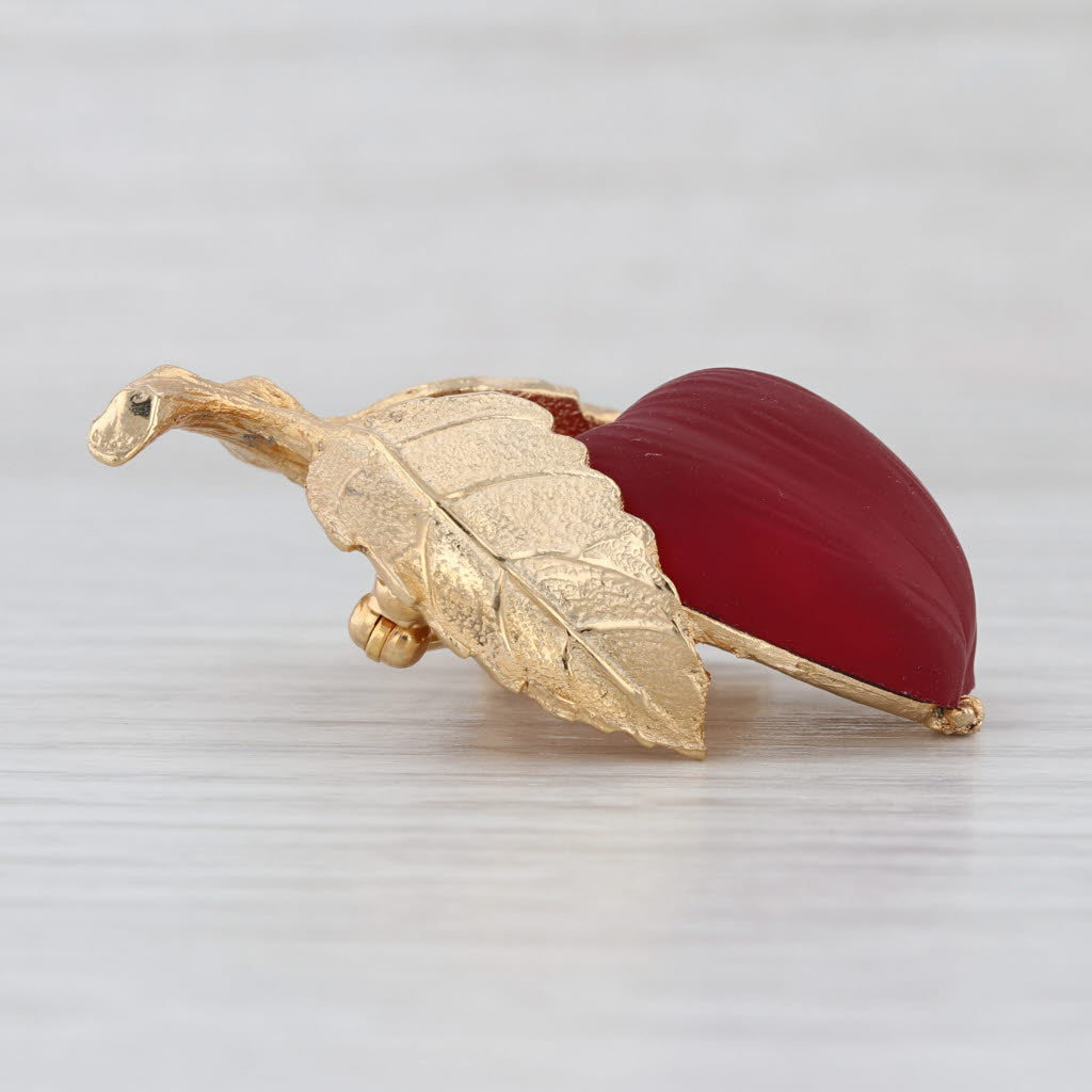Napier Cherry Brooch Gold Toned Glass Statement Fashion Fruit Pin