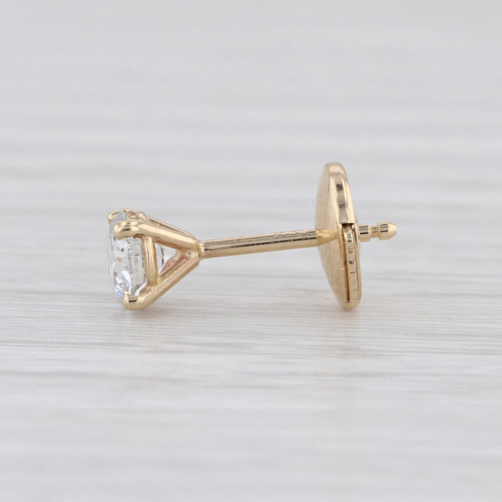 0.39ct IGI Round Lab Grown Diamond Single Stud Earring 14k Yellow Gold F VS1