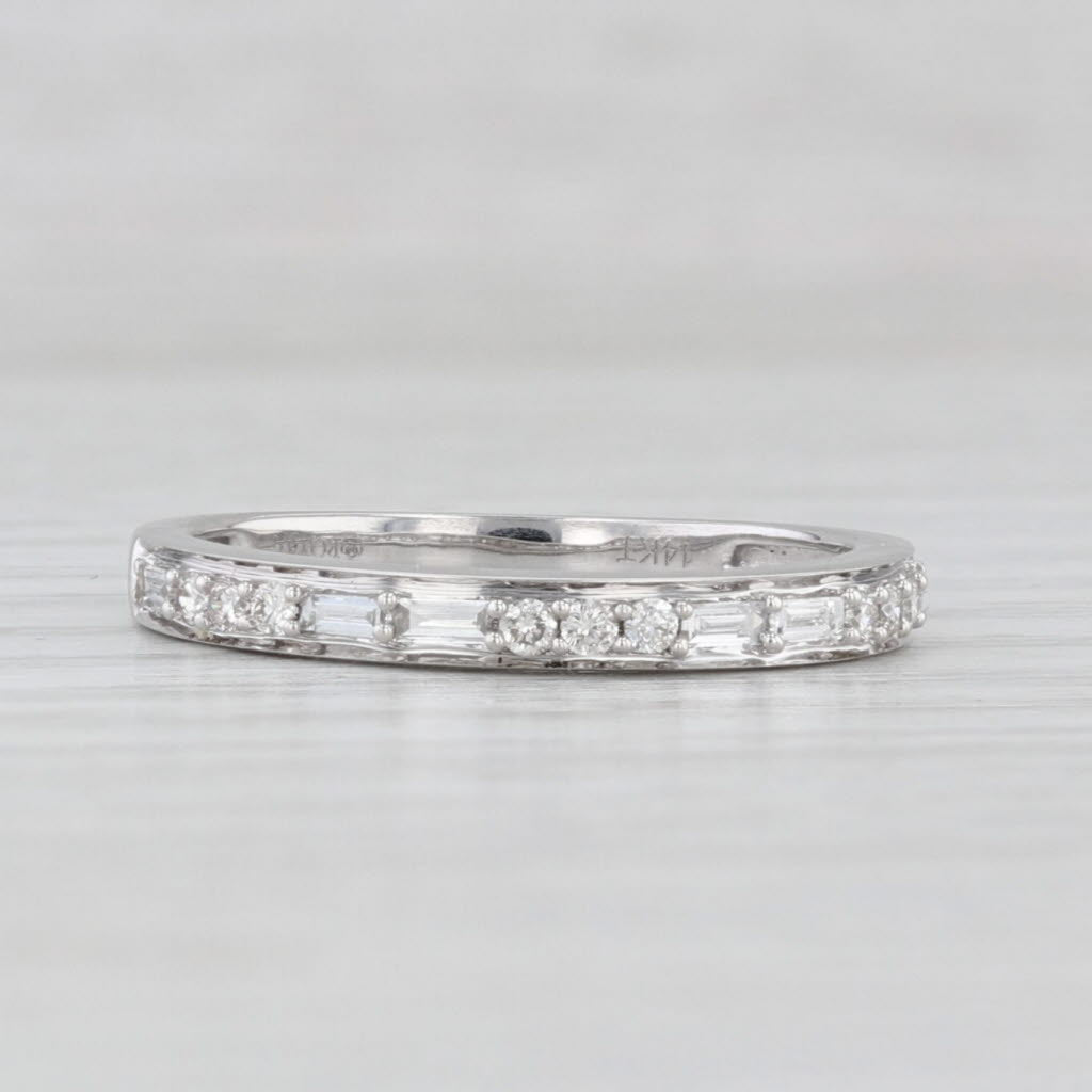 Light Gray 0.37ctw Diamond Wedding Band 14k White Gold Stackable Anniversary Ring Size 7