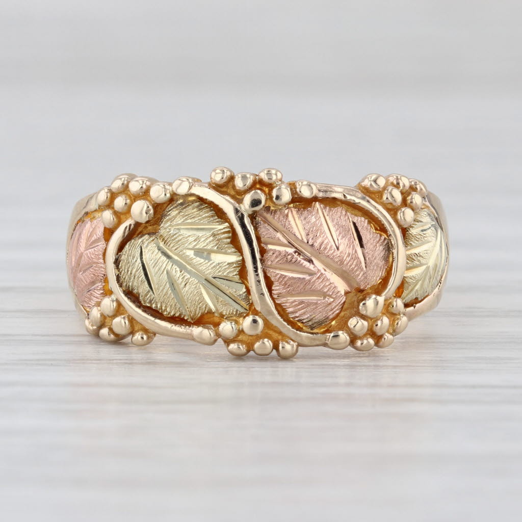 Landstroms Black Hills Gold Leaf Ring 10k Yellow Rose Green Gold Size 8.5