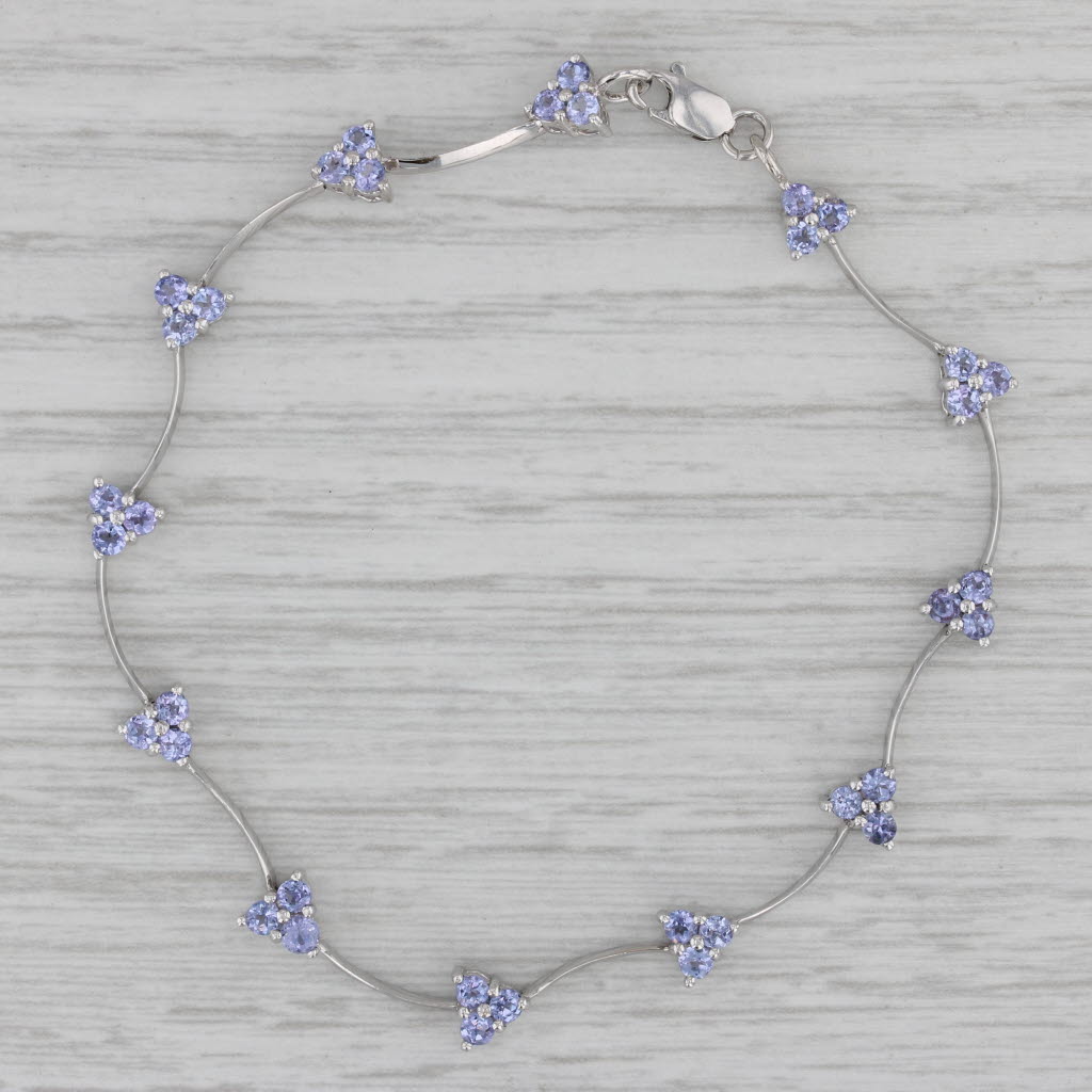 Gray 1.50ctw Tanzanite 14k White Gold Bar Link Bracelet