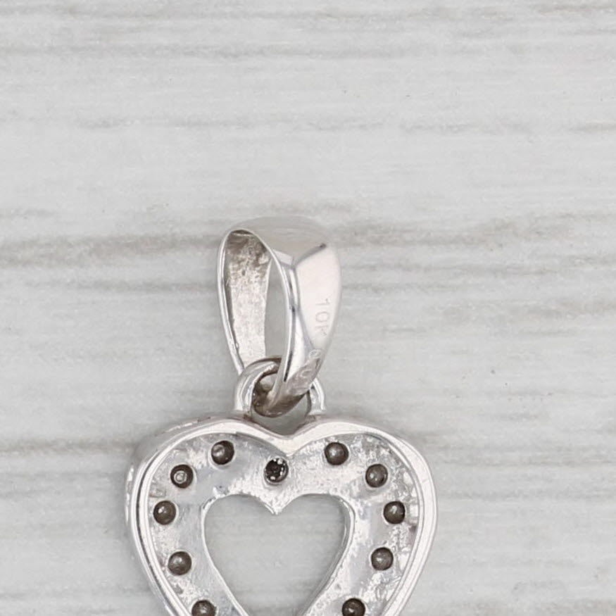 Light Gray Diamond Accented Heart Skeleton Key Pendant 10k White Gold Charm