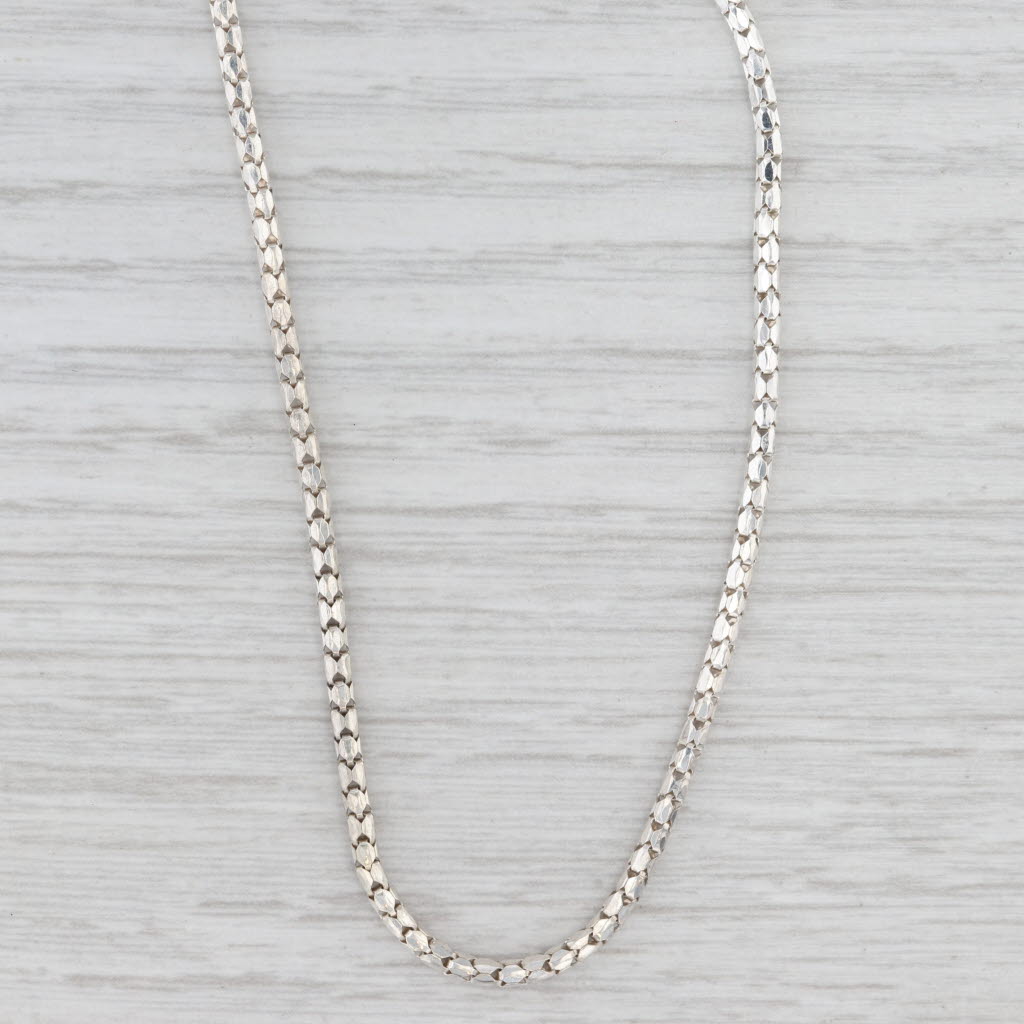 Light Gray Tube Chain Necklace Sterling Silver 24.25" Adjustable Bead Slide 1.9mm