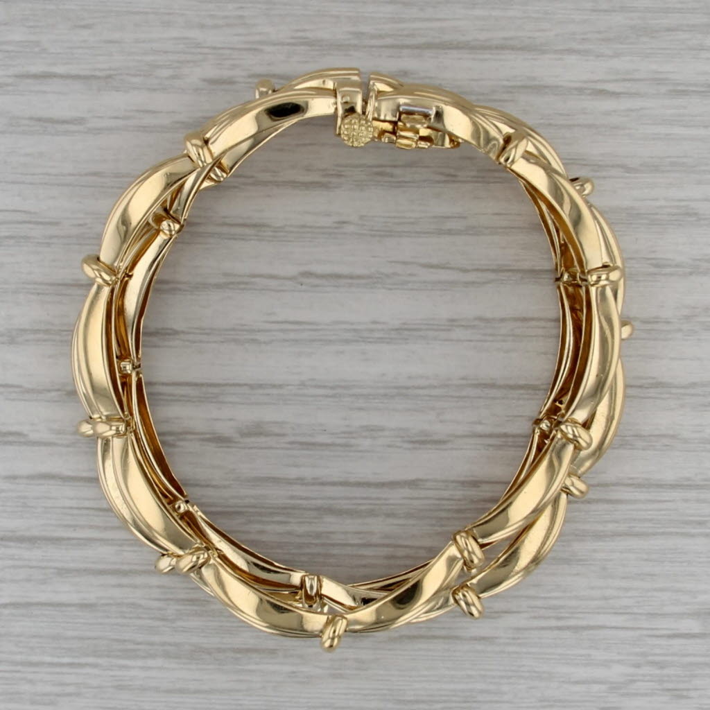 Vintage Tiffany 3-Row Bracelet 18k Yellow Gold w/ Box Magazine 7" 18mm