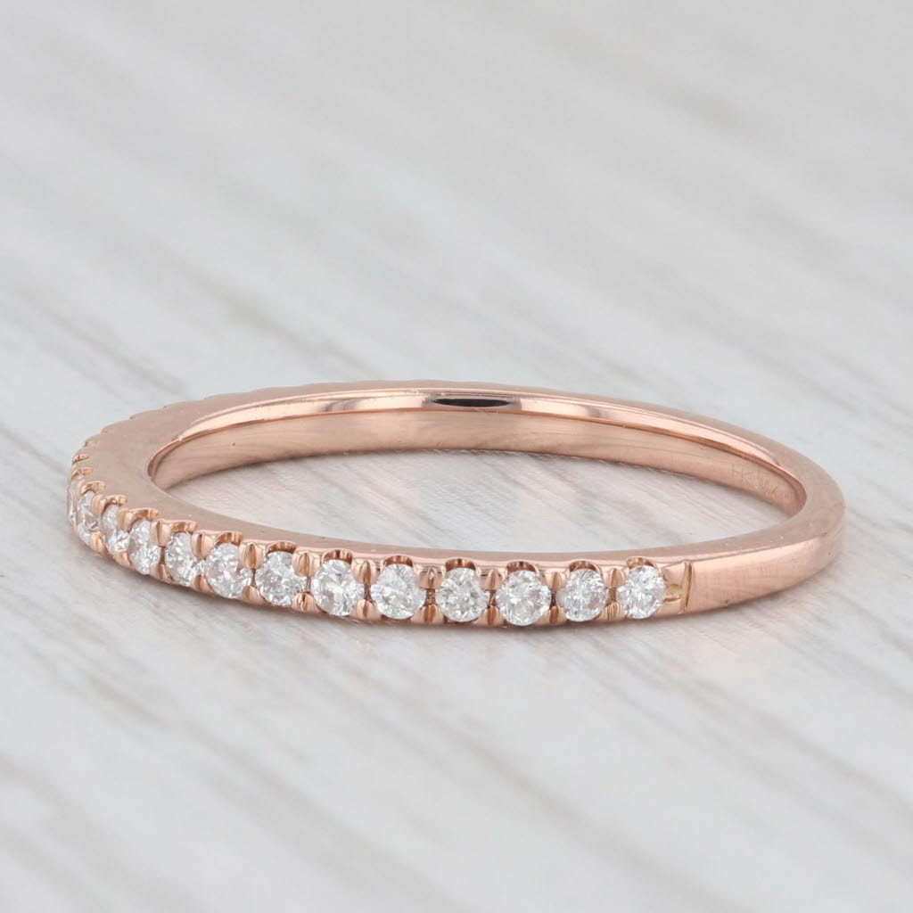 Light Gray 0.33ctw Diamond Wedding Band 14k Rose Gold Size 6 Stackable Anniversary