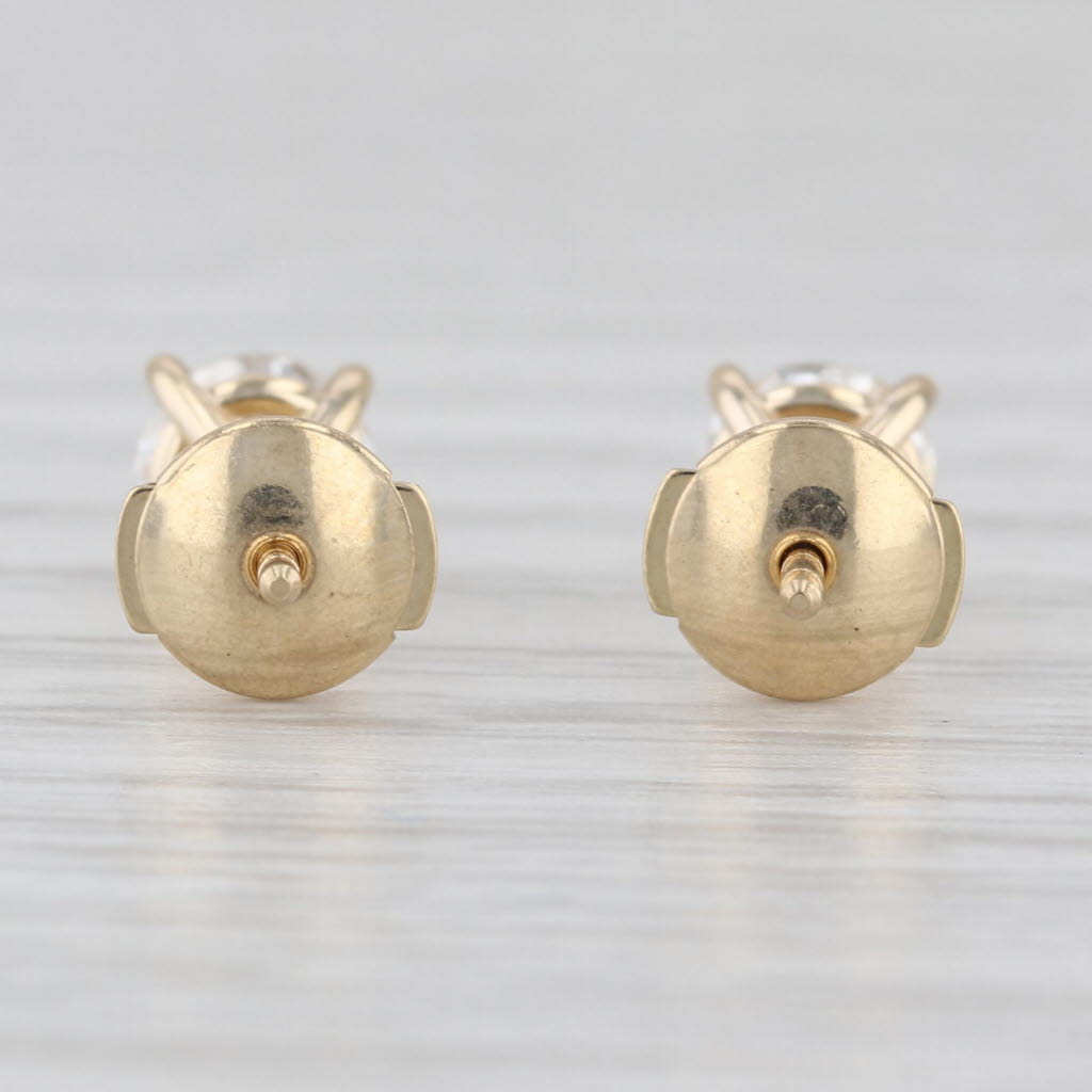 1.06ctw Diamond Stud Earrings 14k Yellow Gold Round Solitaire Studs