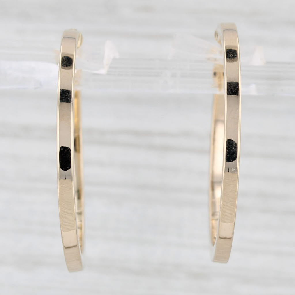 Light Gray Round Hoop Earrings 14k Yellow Gold Snap Top Hoops 28 x 2mm