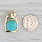 Turquoise Pendant 14k Yellow Gold Cushion Cabochon Solitaire