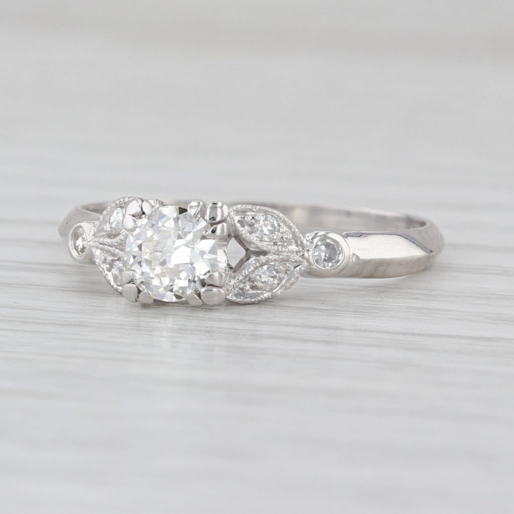 Antique Old European Diamond Engagement Ring 900 Platinum Size 8.5