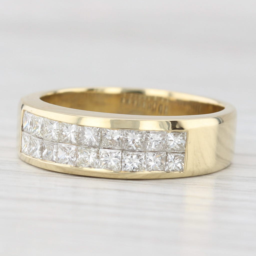 Light Gray 1ctw Princess Channel Set Diamond Wedding Band 18k Gold Anniversary Ring