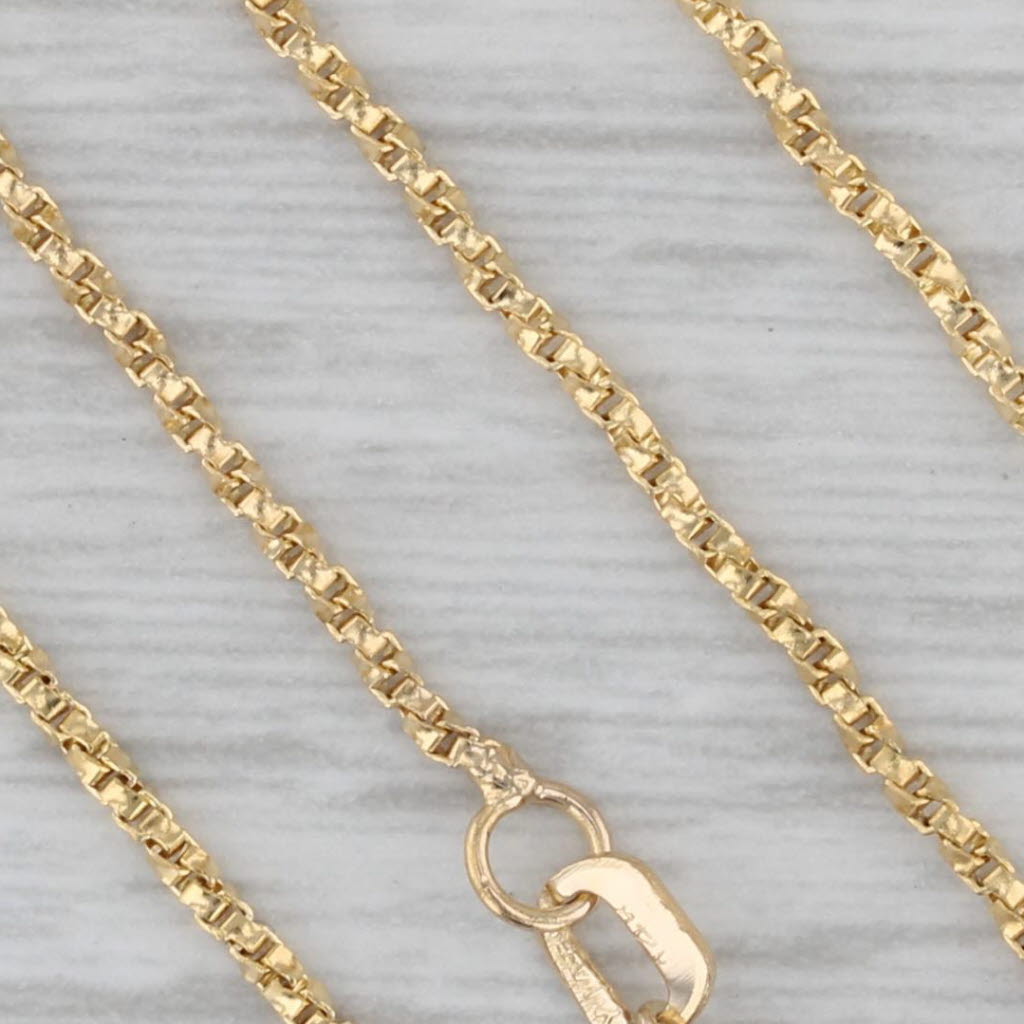 Gray 16" Twist Box Chain Necklace 14k Yellow Gold 1.1mm