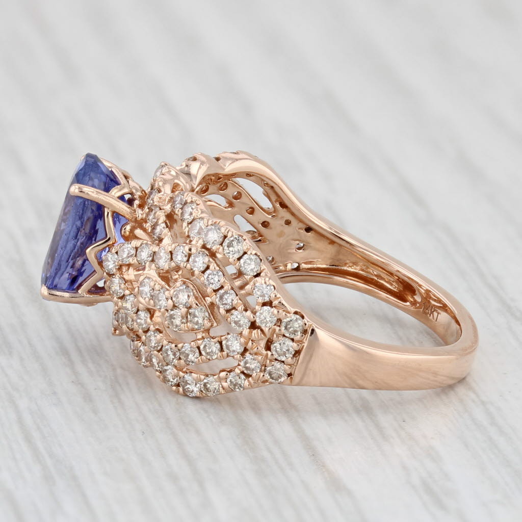 Light Gray Le Vian 2.60ctw Tanzanite Diamond Ring 14k Rose Gold Size 7 Cocktail Engagement