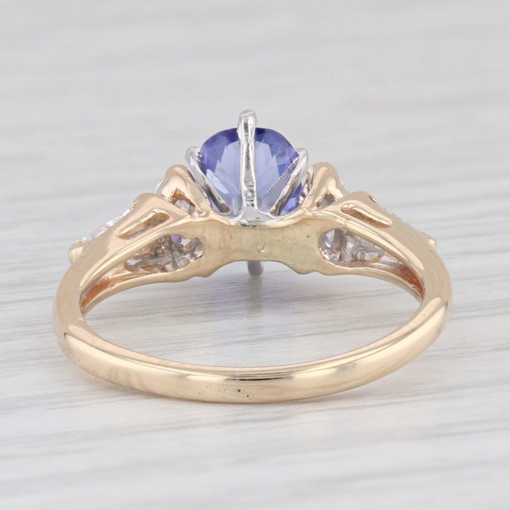 Light Gray 1.66ctw Tanzanite Diamond Ring 14k Yellow Gold Size 6 Oval Engagement