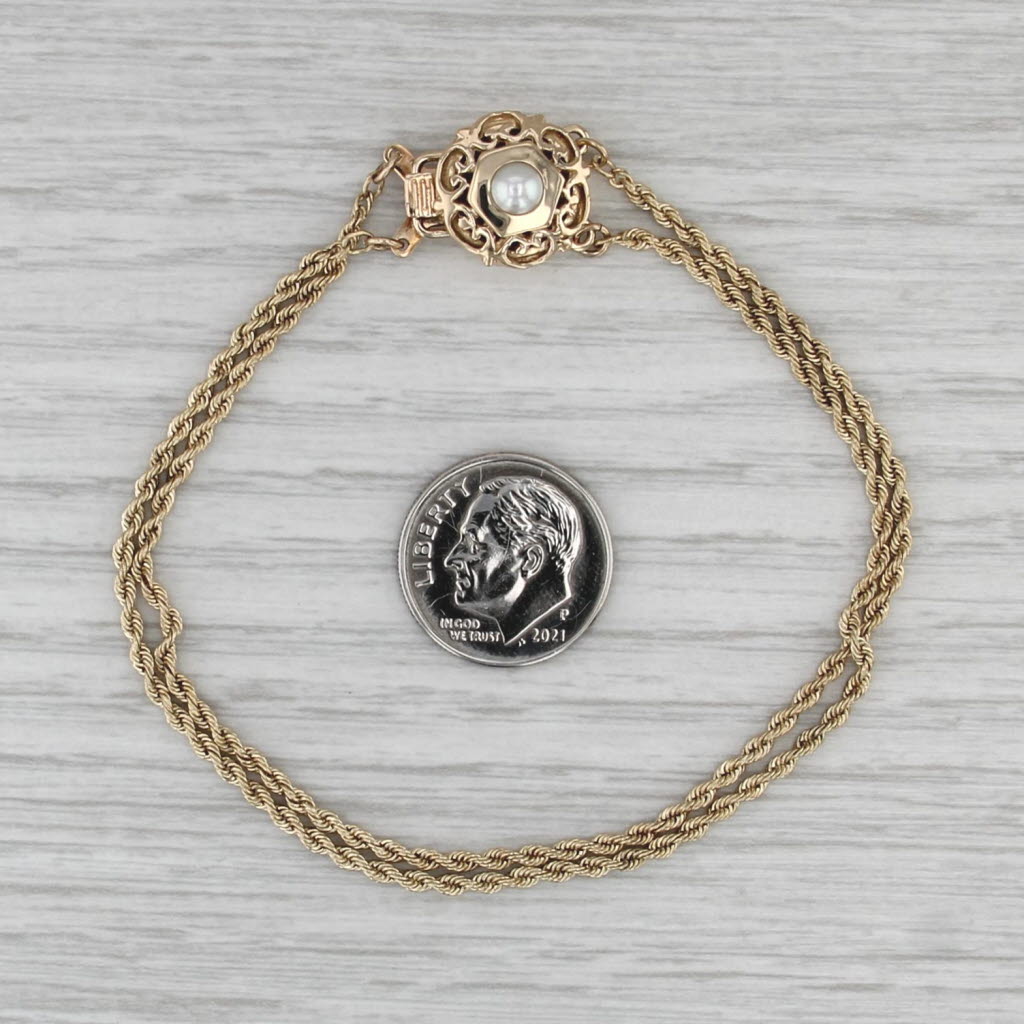 Richard Glatter Cultured Pearl Double Slide Charm Starter Bracelet 14k Gold