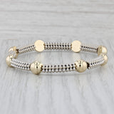 Cuff Bracelet 14k White Yellow Gold Beaded Aurafin Italian 6.5"