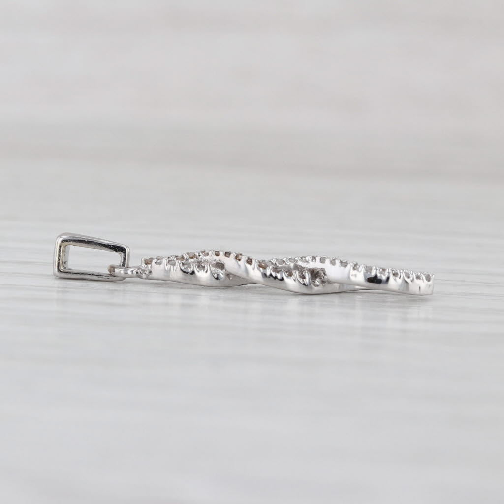 White Champagne Diamond Swirl Pendant 10k White Gold Drop