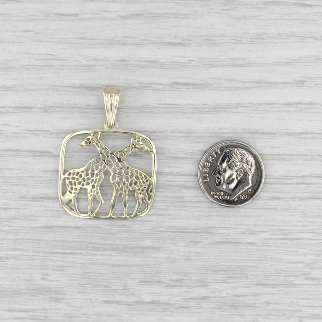 Giraffes Pendant 14k Yellow Gold Animal Jewelry