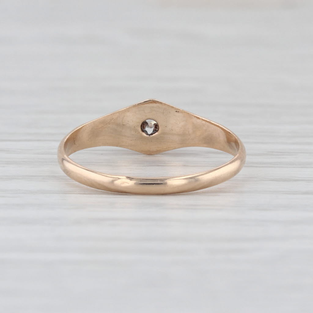 Vintage 0.05ct Old Mine Diamond Solitaire Engagement Ring 10k Gold Size 7.25