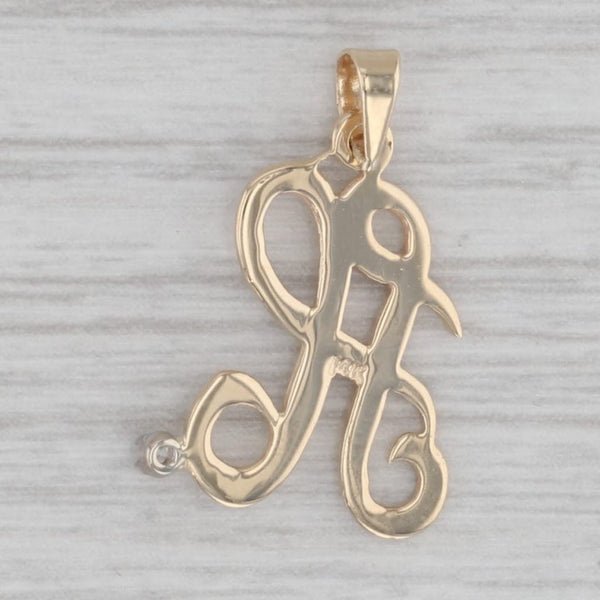 Diamond Accented Letter Initial A Pendant 14k Yellow Gold