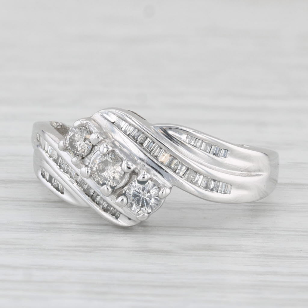 Light Gray 0.47ctw Diamond Bypass Ring 10k White Gold Size 6.25