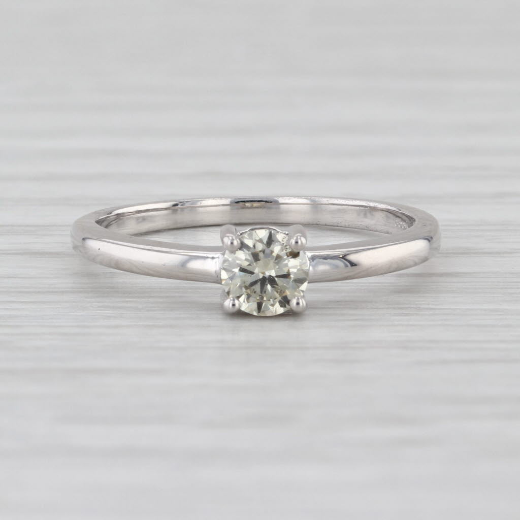 0.34ct Round Diamond Solitaire Engagement Ring 18k White Gold Size 7.25 British