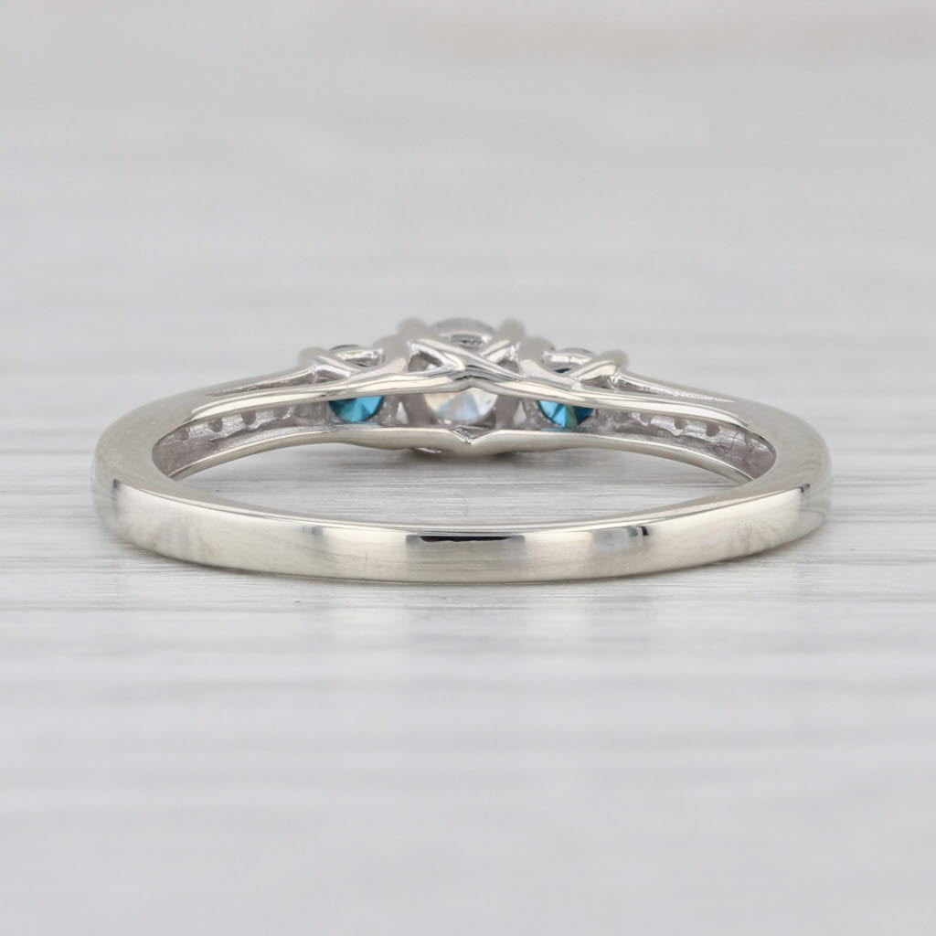 0.30ctw White Blue Diamond Engagement Ring 10k White Gold Size 7 3-Stone
