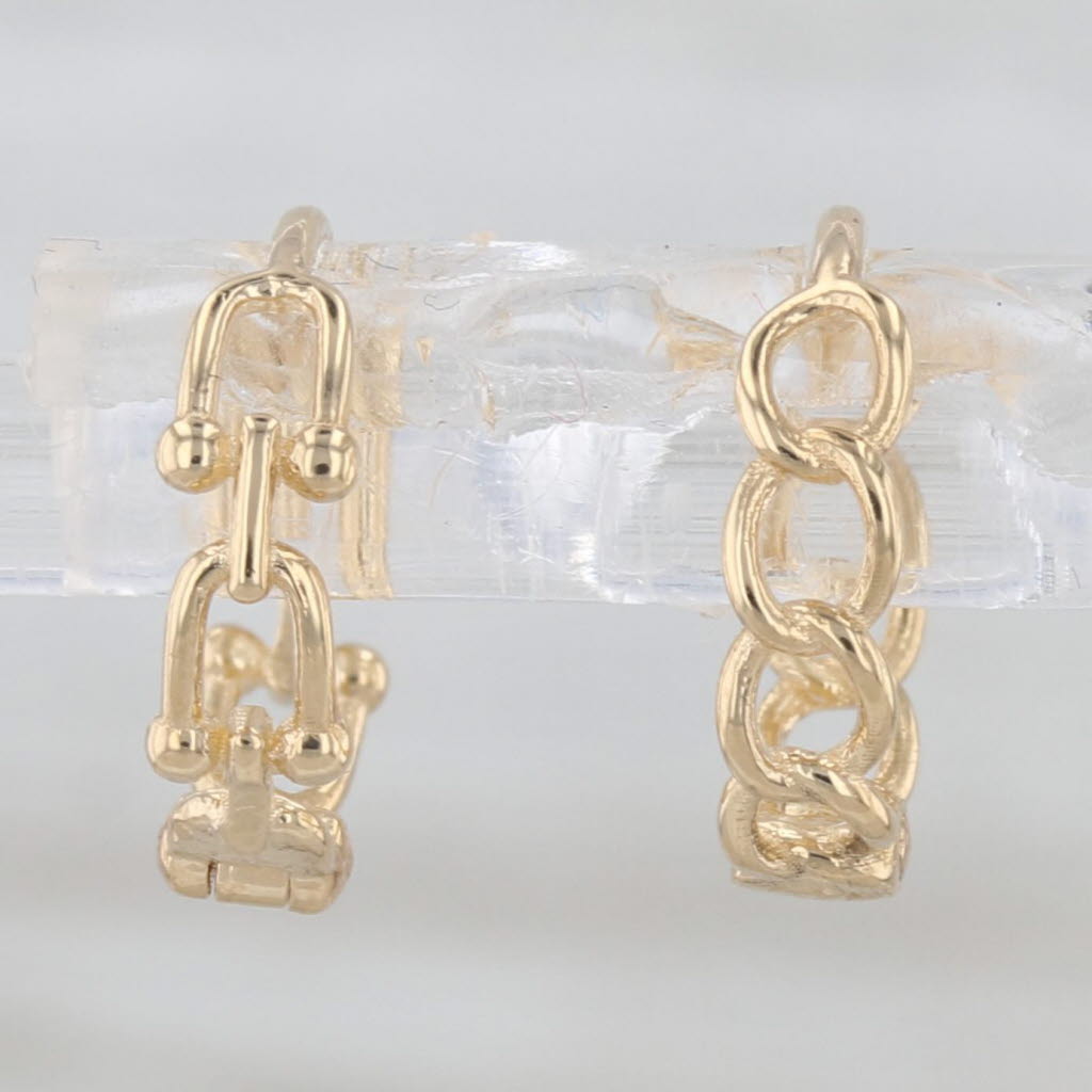 Small Horse Bit Hoop Earrings 18k Yellow Gold Round Hoops
