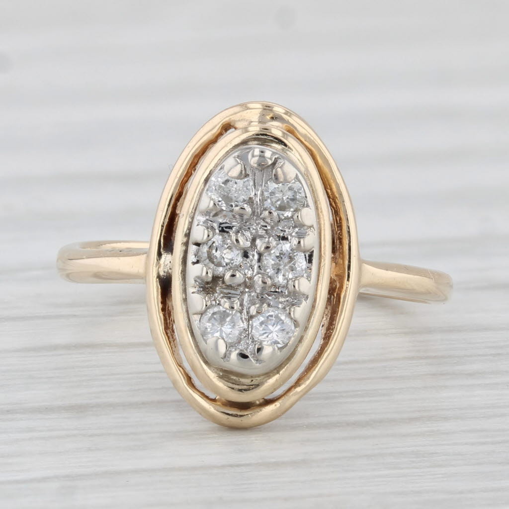 Light Gray Vintage 0.12ctw Diamond Cluster Ring 14k Yellow Gold Small Size 2.75