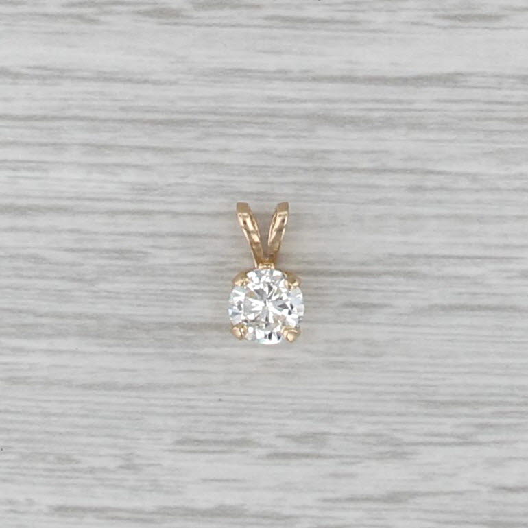 0.64ct Round Diamond Solitaire Pendant 14k Yellow Gold Small Drop