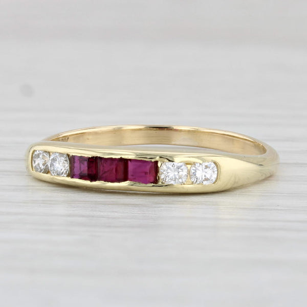Light Gray 0.46ctw Ruby Diamond Ring 18k Yellow Gold Stackable Wedding Band Size 8.5
