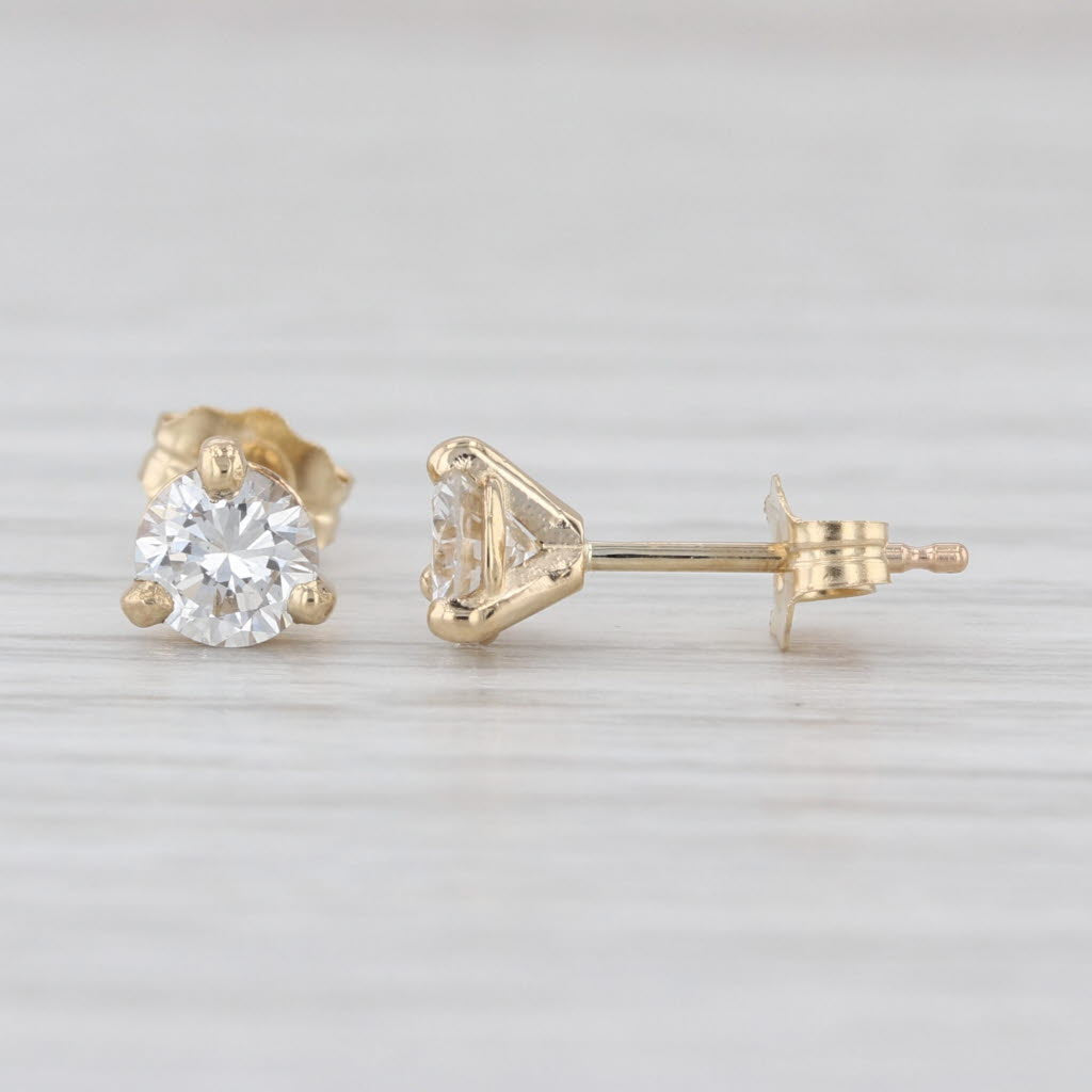 New 0.66ctw Diamond Solitaire Stud Earrings 14k Gold Round Brilliant Studs
