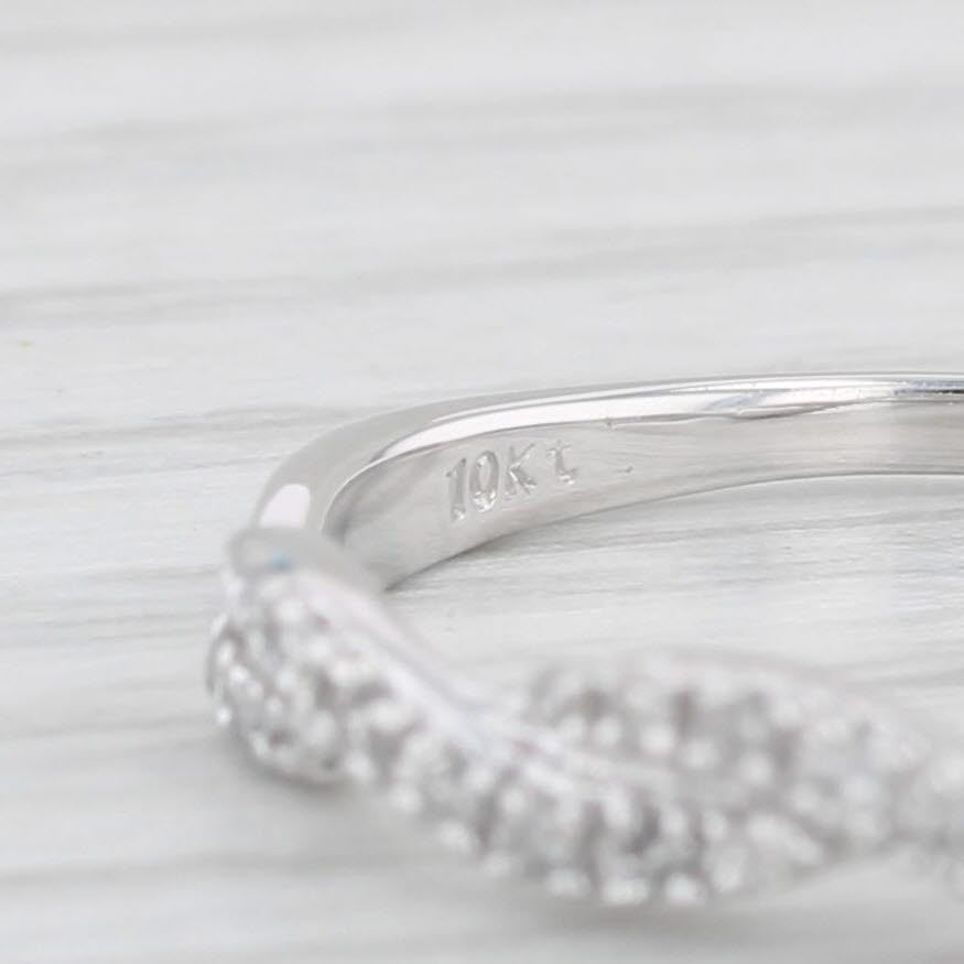 Light Gray Woven Diamond Band 10k White Gold Size 9 Ring Stackable Wedding Anniversary