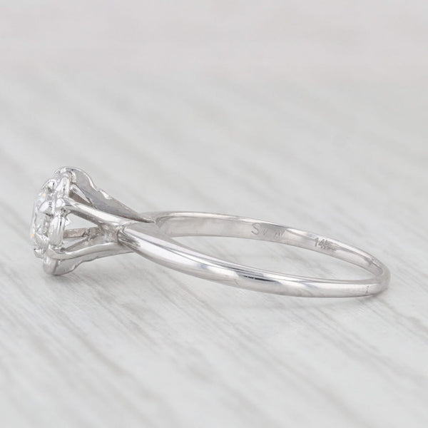Light Gray Vintage 0.48ctw Diamond Engagement Ring 14k White Gold Size 6.25 Round Brilliant